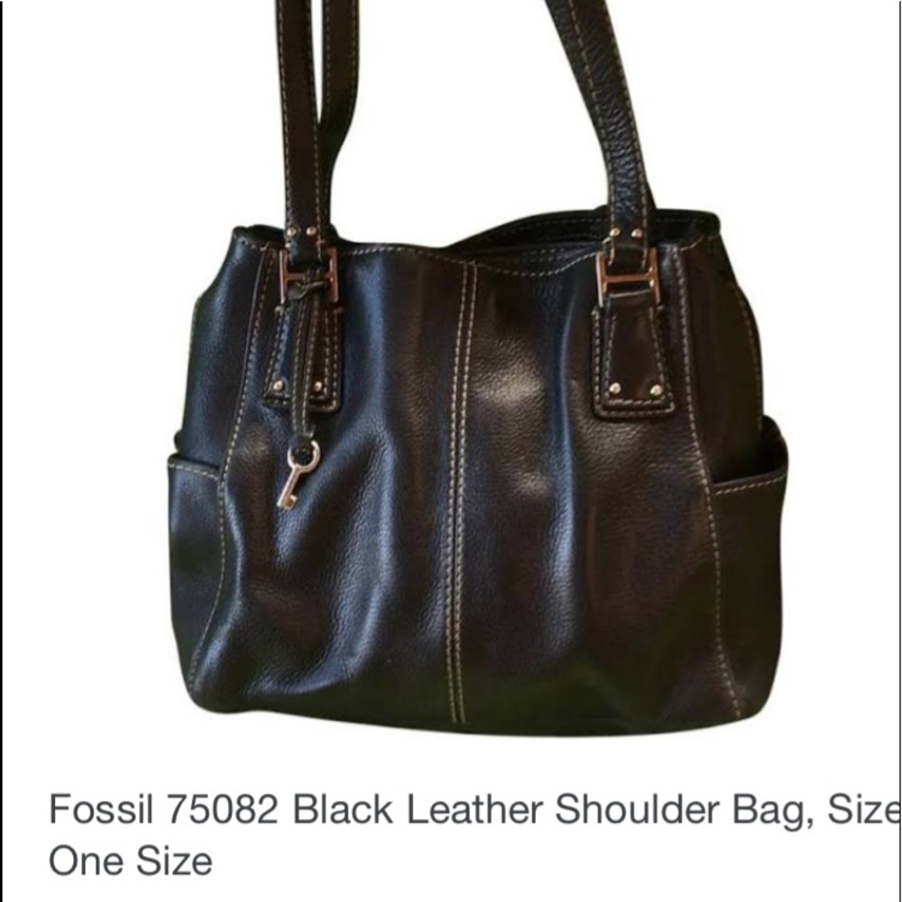FOSIL BLACK LEATHER SHOULDER BAG